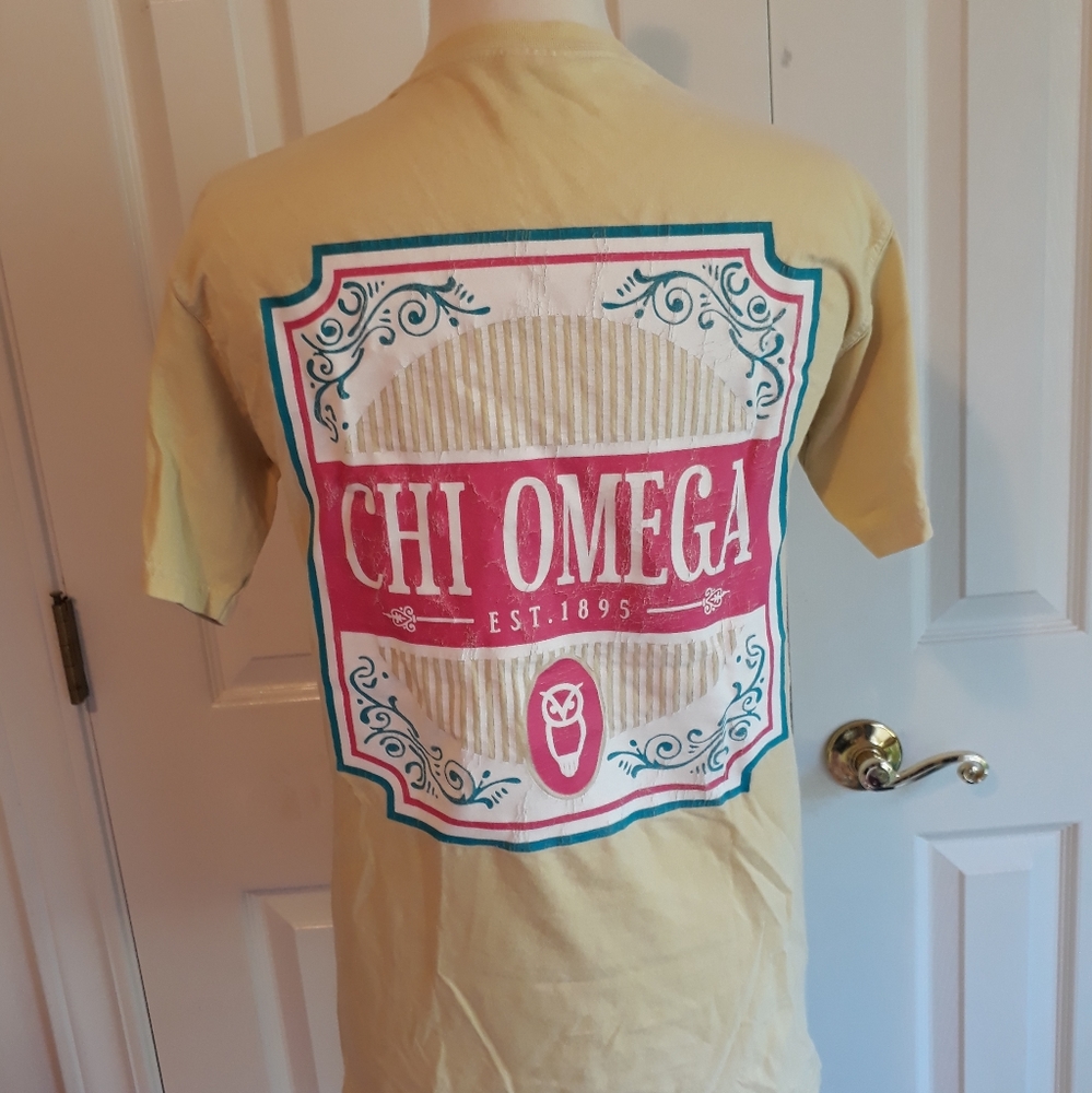 Chi Omega vintage tee yellow and pink